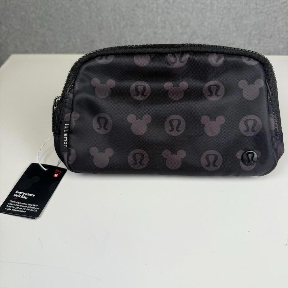 Lululemon X Disney Everywhere Belt Bag Mickey Logo Print Black - New - RARE